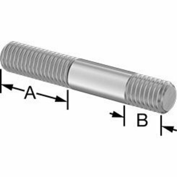Bsc Preferred Threaded on Both Ends Stud 316 Stainless Steel M8 x 1.25mm Size 22mm and 10mm Thread Len 50mm Long 5580N125